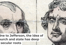 The founding generation: James Madison, left, and Thomas Jefferson, both proponents of the separation of church and state. Photo12/Universal Images Group via Getty Images